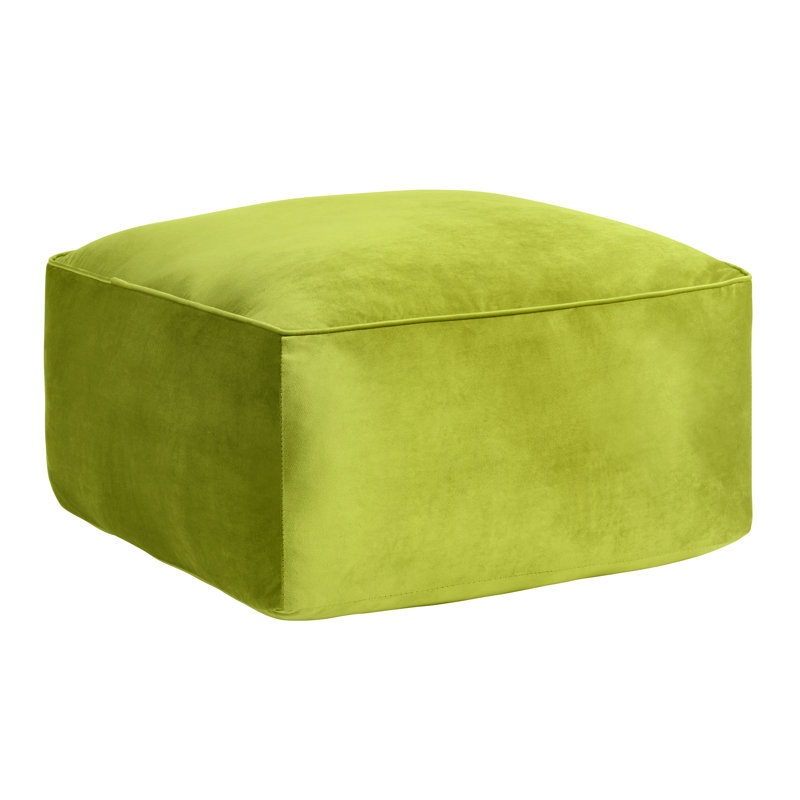 Cerra Square Upholstered Ottoman Lime Green Mercer41 Fabric Chartreuse Velvet